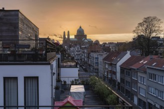 Brussels Capital Region, Belgium, 02 08 2021, Panoramic view over the Brussels skyline during