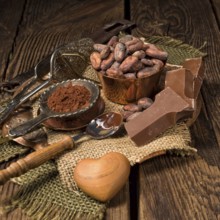 Chocolate cocoa and cocoa beans
