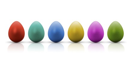A row of nice colored easter eggs