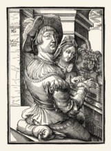 A young man playing the dulcimer, Christoffel van Sichem, after Hendrick Goltzius, 17th century,