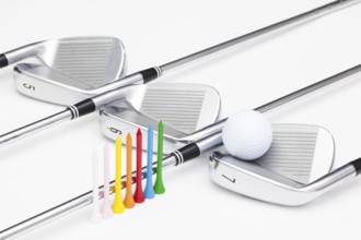 Titanium golf clubs on the white background