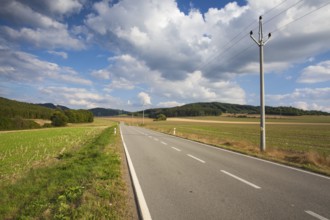 On the empty road between summer field