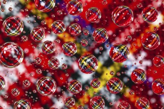 Typical Christmas decoration under glass with drops of water. Winter holidays. Merry christmas and