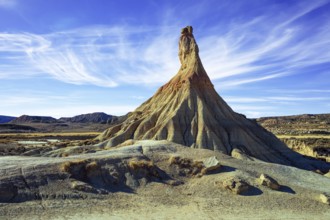 The rock of Castildetierra. Bardenas Reales, the Spanish province of Navarre. Rock formations are
