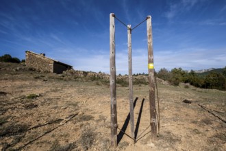 Melchor refuge, Sierra de Santo Domingo protected landscape, Biel, Cinco Villas, Aragon, Spain,