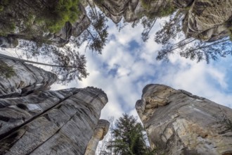 Teplice Rocks bottom view, part of Adrspach-Teplice landscape mountain park in Broumov highlands