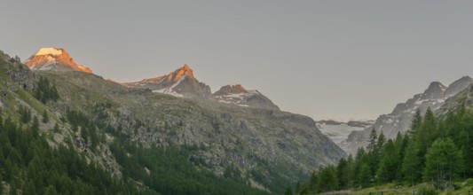 Grand paradis national park in the Alps, Italy, Aosta Valley.Panoramic, panorama, Europe