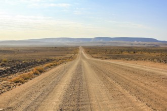 Gravel road to the Fish River Canyon, south of Namibia, Africa. Dry season