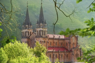 Covadonga Catholic sanctuary Basilica church in Asturias at Cangas de Onis
