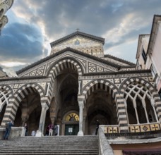 Portal of the mediaeval Saint Andrew cathedral in Amalfi, Italy, Europe