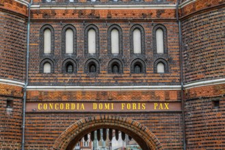 Historic buildings in Lübeck Detail of the Holsten Gate. Detail of the Holsten Gate in Lübeck