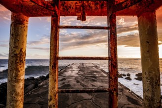 Jetty and lighthouse in Saint Pierre, La Reunion island, Indian Ocean, april 26, 2016, Saint