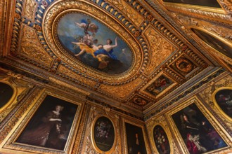 PARIS, FRANCE, OCTOBER 12, 2019 : interiors and decors of the hotel de Lauzun, october12, 2019, in