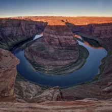 Horseshoe-shaped incised meander of the Colorado River located near the town of Page, Arizona,