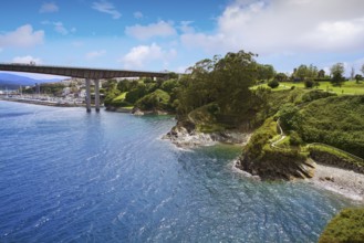 Ribadeo bridge over Eo river from Galicia in Spain