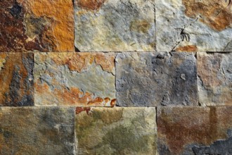 Slate stone colorful texture tiles with red rusted yellow and green blue tones