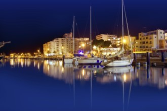 San Antonio de Portmany night port view in Ibiza island