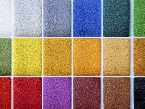 Colorful designer architect sample of color stones for flooring and facade
