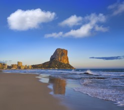 Arenal Bol beach in Calpe also Calp in Alicante of spain at Costa Blanca Arenal-Bol Ifach penon