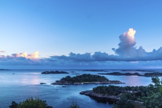 Beautiful Sunset at the Seaside at the south Coast of Norway with a view over the sea. Beautiful