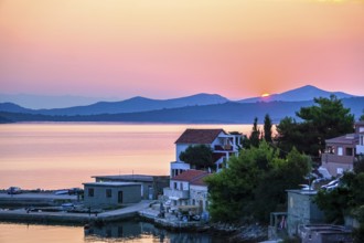 Beautiful Sunrise over the Seaside in Croatia in summer. Beautiful Sunrise over the Seaside in