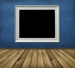 Vintage blue interior with wooden floor