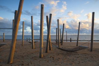 Dramatic sunset on the empty beach, Hjerting, Jutland, Denmark. Hjerting is a district of Esbjerg