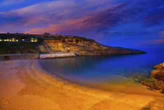 Llanes Playa del Sablon beach sunset in Asturias of Spain