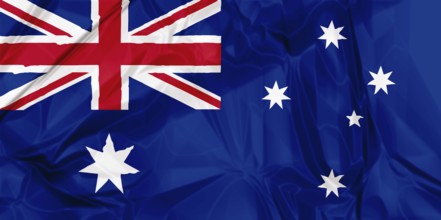 Waving flag of Australia, red blue white colors. 3d background