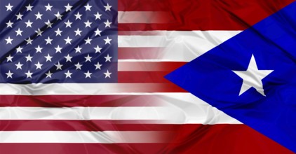 Puerto Rico and United States of America flag united in a composition about partnership and
