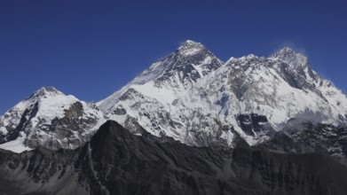 Mount Everest, Nuptse and Lhotse seen from Renjo Pass, Nepal, Asia