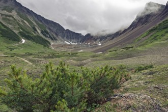 Summer mountain landscape of Kamchatka Peninsula: beautiful view of Mountain Range Vachkazhets,