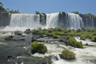 Part of the iguazu falls, seen from the brazilian side, one of the world's seven natural wonders