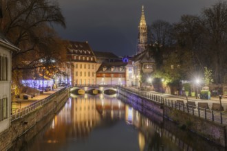 La Petite France at Christmas time, a picturesque district of the historic center of Strasbourg.