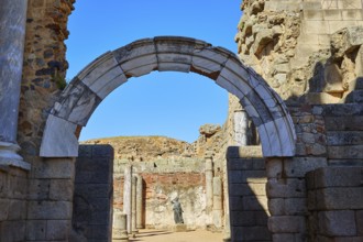 Merida in Badajoz Roman amphitheater at Spain by via de la Plata way
