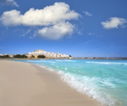 Peniscola skyline and castle beach in Castellon of Spain