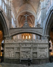 Avila, Spain, 8 April, 2024: view of the retrochoir and central nave of the Avila Cathedral, Europe