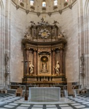 Segovia, Spain, 7 April, 2024: view of the altar in the central nave of the Segovia Cathedral,