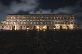 Royal Palace in Naples, Italy at night