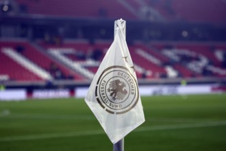 Showing the flag - the first international football match at the new Europa Park Stadium in