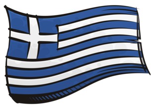 Greece national flag created in graffiti paint style