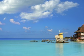 Holbox island beach in Mexico hurricane ruins house part