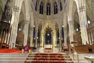 Saint Patricks Old Cathedral or Old St. Patricks, Lower Manhattan, Magnificent Gothic altar in the