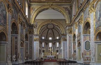 Nave and main altar of the Basilica of San Paolo Maggiore, Naples, Campania, Italy, Europe