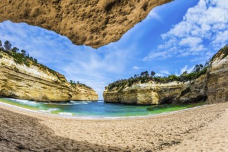 Magnificent little beach in the bay of Pacific ocean. The Great Ocean Road of Australia. The