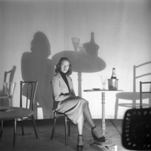 Shadow in photography. A young unknown actress during the filming of Ingmar Bergmans movie Secrets