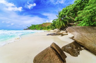 The Beach Anse Georgette at Praslin Island, Seychelles, Indian Ocean, Africa