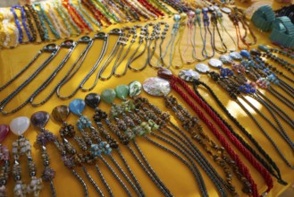 Mexican necklaces in tourist souvenir market at Riviera Maya