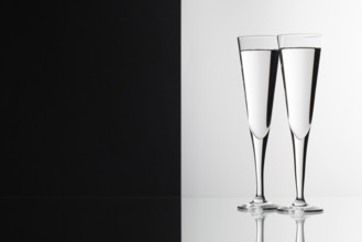 Glasses of water on the glass table