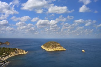 Javea Xabia Mediterranean sea aerial from La Falzia point in Alicante Spain